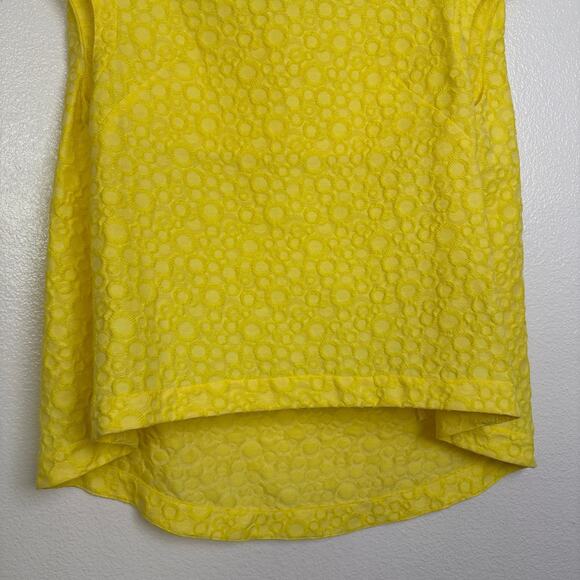 Tish Cox Designer Top Womens XS Yellow Shirt Jacquard Cap Polka Dot Made in USA - Picture 4 of 11